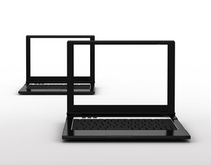 social network represented by  connected laptops