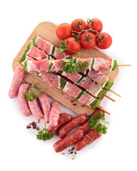 assortment of raw meats
