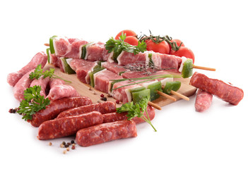 assortment of raw meats