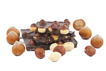 hazelnuts with chocolate isolated