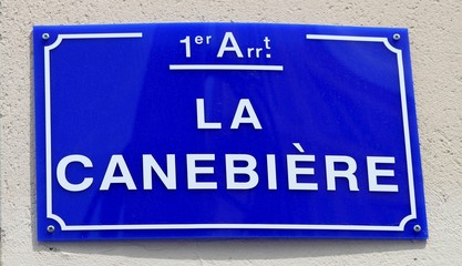 Plaque de rue : La Canebière à Marseille