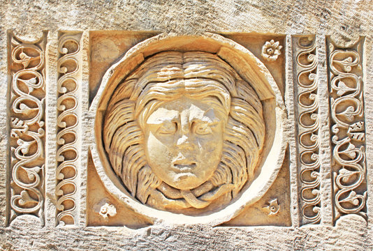Stone mask, Myra, Turkey