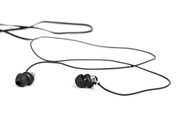 Obraz premium black Headphones isolated on a white background