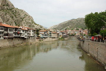Rock tombs at the city of amasya in turkey