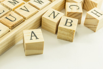 wood alphabet cube