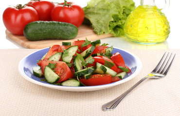 Fresh salad with tomatoes and cucumbers