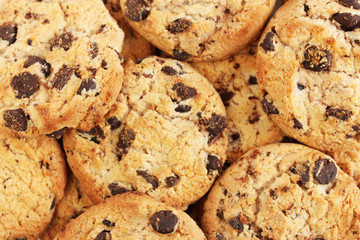 Chocolate chips cookies, close up