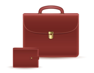 leather briefcase and wallet icon. vector illustration
