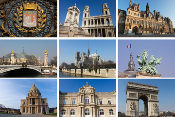 Collage with landmarks of Paris
