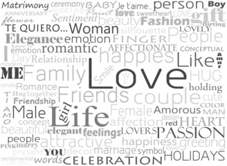 Seamless pattern made from words which relate with word love