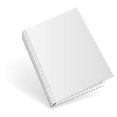 3D blank hardcover book isolated on white.