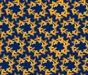 бесшовный фон из золотых рыбок на синем фоне, Print