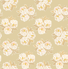 бесшовный фон из белых цветов, анютины глазки, Print