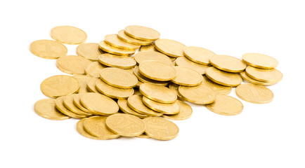 golden coins isolated on white