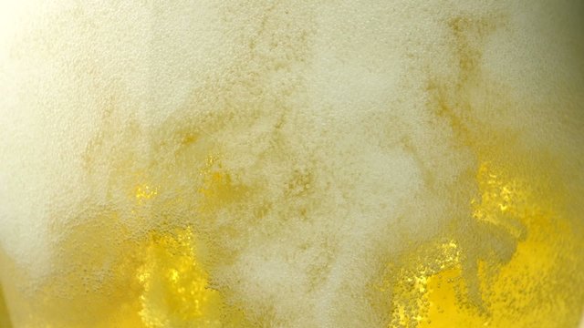 Beer in glass, Close-Up, Slow Motion