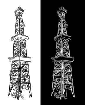 Oil Rig. Vector sketch.