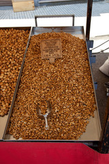 many nuts closeup. counter market