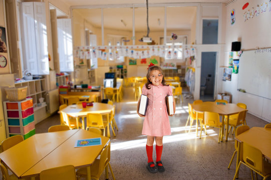 Little girl on a school classroom