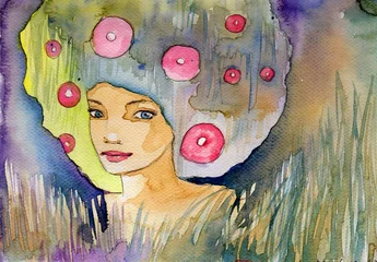 Photo sur Plexiglas Inspiration picturale abstrakcyjny portret kobiety