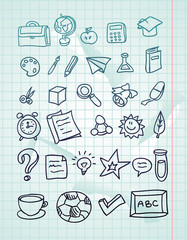 vector icon set - hand drawn school doodles