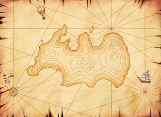 古い宝島の地図　シンプル