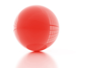 clear abstract glass sphere on white background