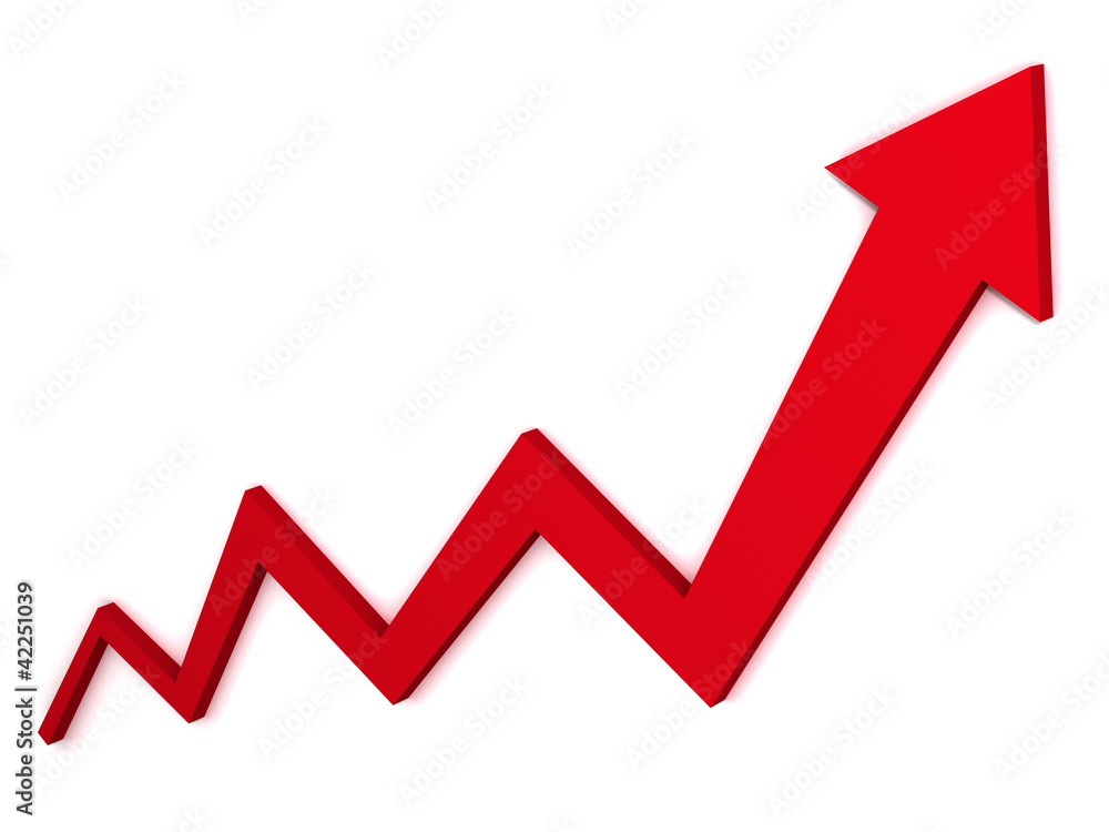 Poster Red arrow graph isolated on white background
