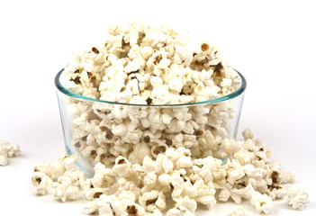 Popcorn in glass bowl