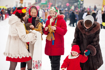 People celebrating  Shrovetide