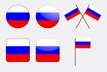 set of badges with Russian flag vector illustration