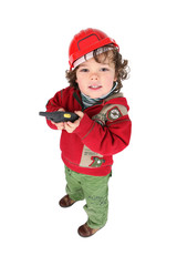 Toddler playing at construction