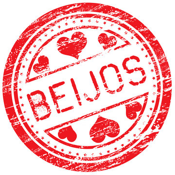 Carimbo rom&acirc;ntico - palavra "beijos"