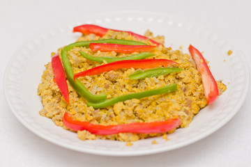 Scrambled eggs with bell peppers