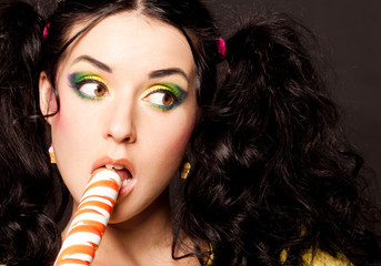 woman with lollipop