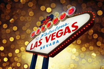 Meubelstickers welcome to Fabulous Las Vegas Sign with beautiful background © somchaij