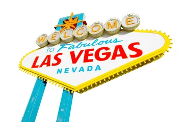 Fotobehang welcome to Fabulous Las Vegas Sign on white © somchaij