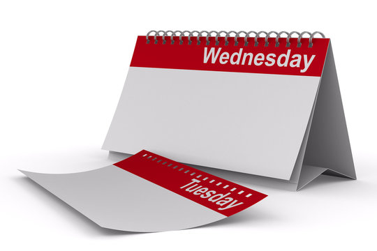Calendar for wednesday on white background. Isolated 3D image