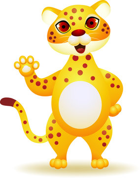 Cheetah cartoon waving hand