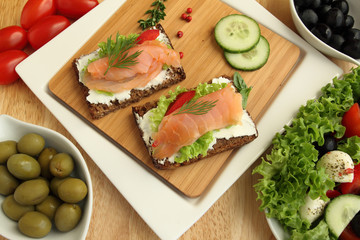 Fresh salmon sandwiches