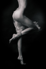Naked girl, covered with plastic film 