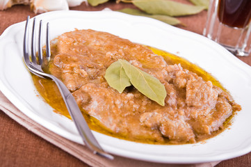 Escalope with marsala wine.