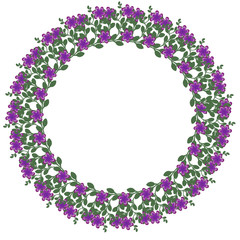 Floral wreath with purple flowers