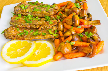Fish fillets with vegetables