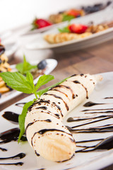 Banana with chocolate
