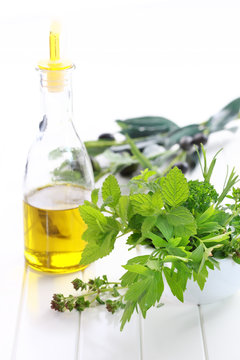Herbs with olive oil