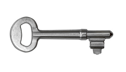 Vintage key on white background