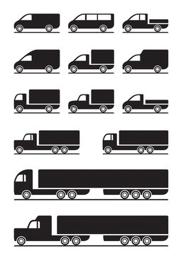 Trucks and pickups - vector illustration