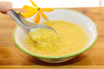 Thai dessert from hulled split mung bean