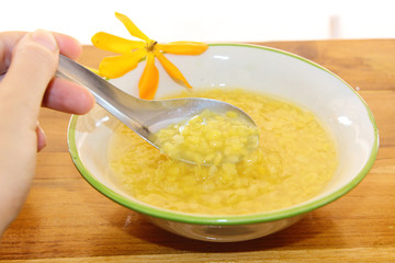 Thai dessert from hulled split mung bean