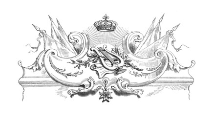 Music Symbol : Lyra - Royal Ornament 17th century - obrazy, fototapety, plakaty